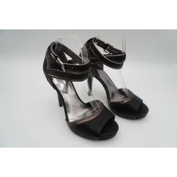 Coach Andrea Open Peep Toe Black Ankle Stiletto Heel Crisscross Strap Size 10 - Picture 5 of 15